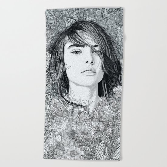 White Moon Garden Beach Towel