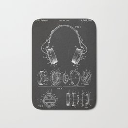 Headphone patent Bath Mat | Digital, Cans, Acrylic, Graphicdesign, Typography, Headphone, Graphite, Patent, Black And White, Earphones 