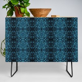 Liquid Light Series 17 ~ Blue Abstract Fractal Pattern Credenza