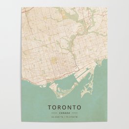 Toronto, Canada - Vintage Map Poster
