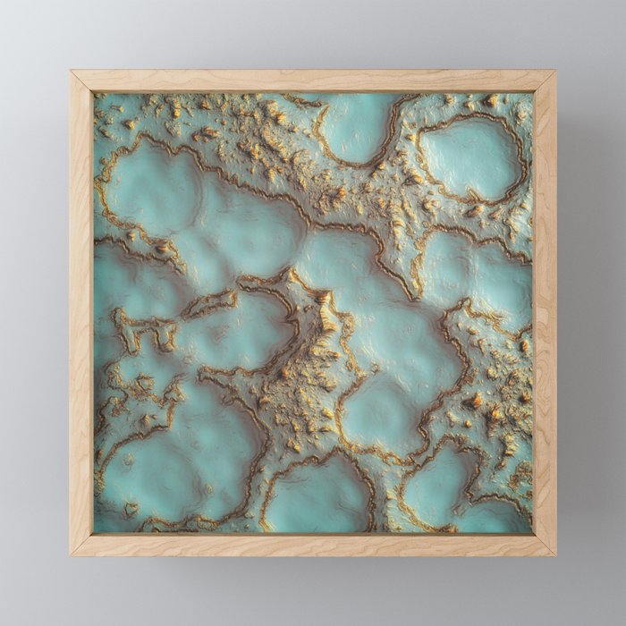 Aqua Coral Reef Abstract Framed Mini Art Print