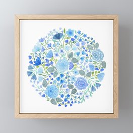 Blue flower circle Framed Mini Art Print