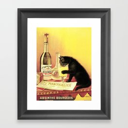 Absinthe Bourgeois Black Cat Vintage Framed Art Print