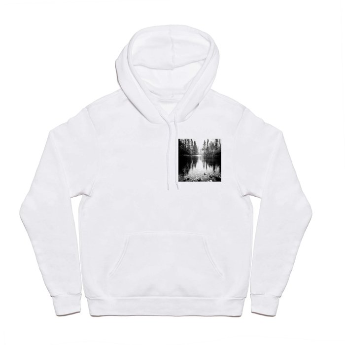 Forest Reflection Lake - Black and White  - Nature Photography Hoody