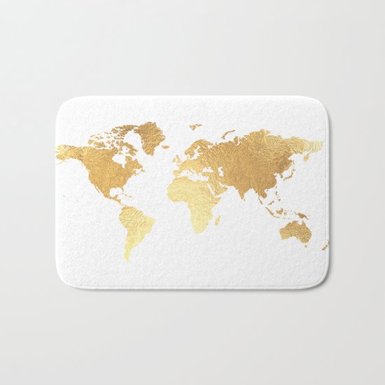 Textured Gold Map Bath Mat