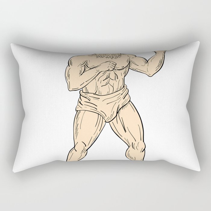 Hercules In Boxer Fighting Stance Drawing Color Rectangular Pillow