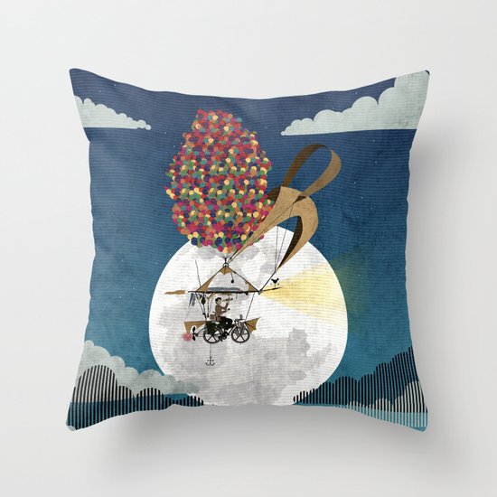 Flying Bicycle Throw Pillow