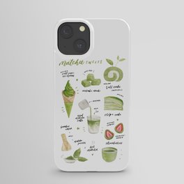 Matcha sweets watercolour illustration iPhone Case