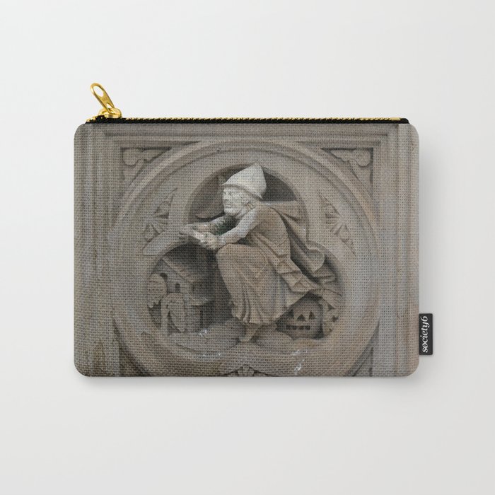 Halloween Witch on Broom 3d Stone Carving Photo Carry-All Pouch by Christine aka stine1 