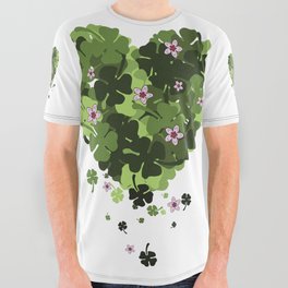 St. Patrick's Clover Heart All Over Graphic Tee