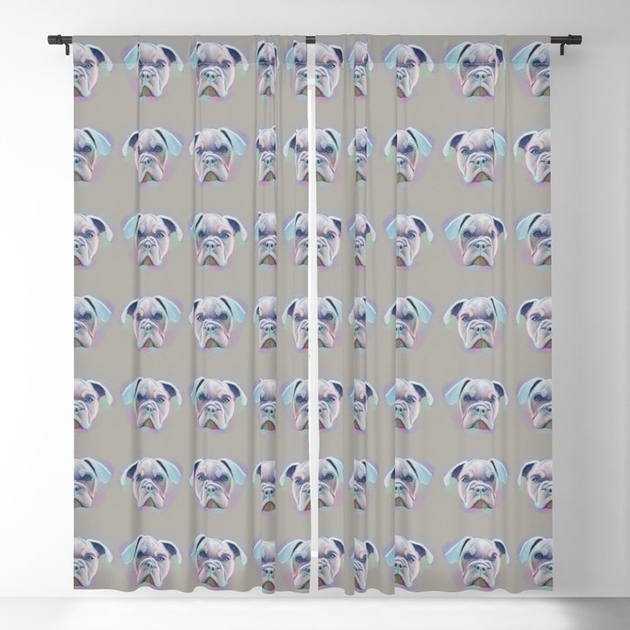  Abstract Bulldog Portrait Colorful Painting Blackout Curtain