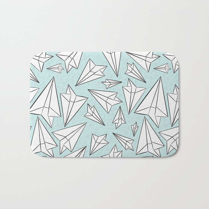 Paper Airplanes Mint Bath Mat