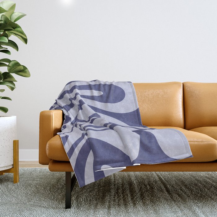 Retro Fantasy Swirl Abstract in Light and Dark Purple Periwinkle Throw Blanket