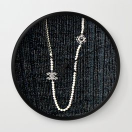 vintage pearls necklace Wall Clock