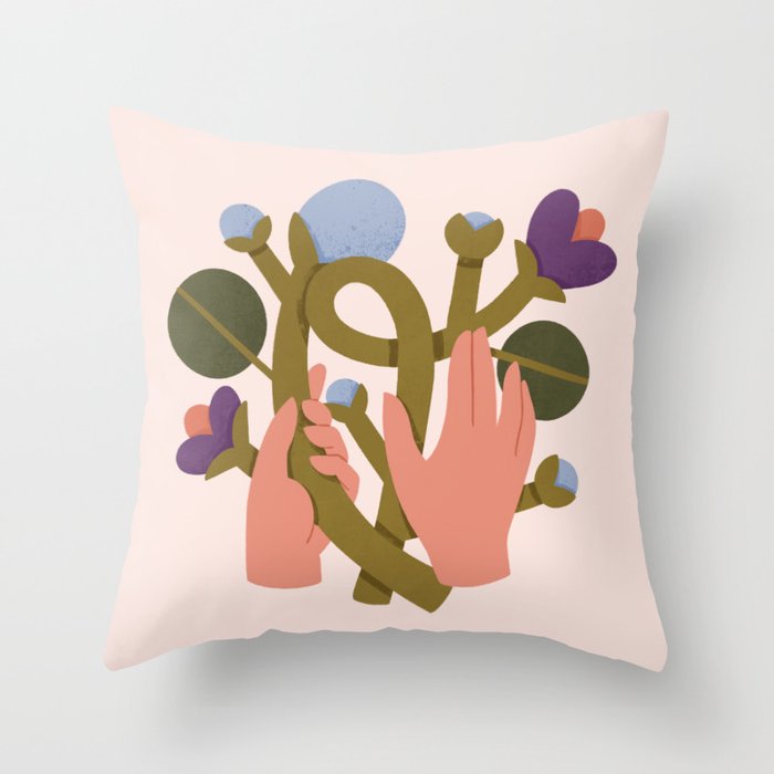 Graphic flowers plants Art Print Throw Pillow
