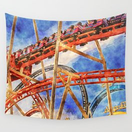 Fun on the roller coaster, close up Wall Tapestry