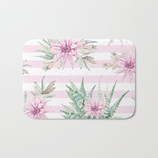 Simply Striped Cactus Desert Rose Pink Bath Mat