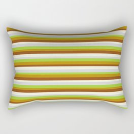 [ Thumbnail: Eyecatching Light Grey, Green, Dark Goldenrod, Brown, and Beige Colored Lined Pattern Rectangular Pillow ]
