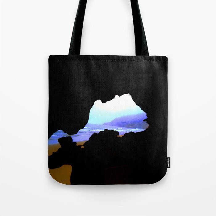 Blue ocean waves photography from a sea cave - blue ocan summer beach cave landscape - sae cave landscape Tote Bag