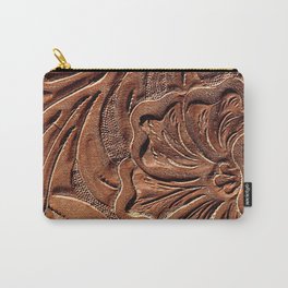 Vintage Worn Tooled Leather Carry-All Pouch