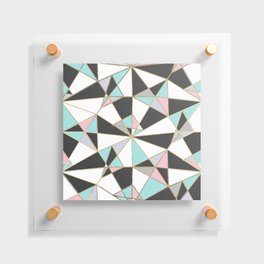 Black white gold teal pink abstract geometrical pattern Floating Acrylic Print