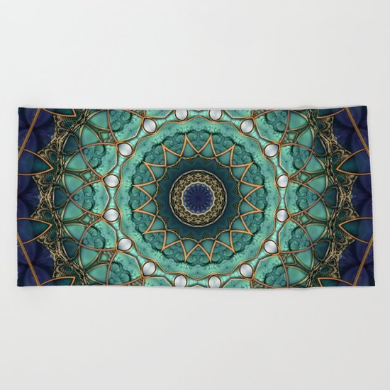 Majestic Topaz Ocean Kaleidoscope Beach Towel