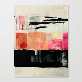 Title "Glory Stacks". Colorful abstract painting. Organic Shapes. Pink and Black Canvas Print