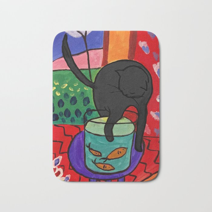Black Cat with Red Fish- Henri Matisse Bath Mat