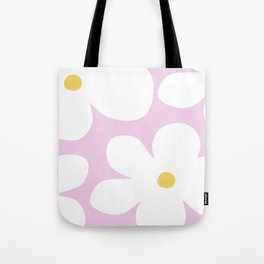 White Large Daisy Flowers Pink Lilac Background Tote Carrier Bag Tote Bag
