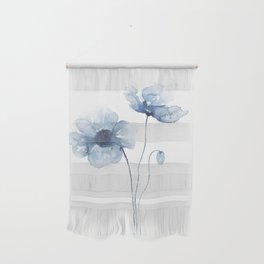 Blue Watercolor Poppies Wall Hanging
