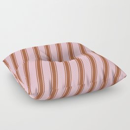 [ Thumbnail: Pink and Sienna Colored Pattern of Stripes Floor Pillow ]