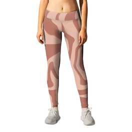 Neutral Earthy Terracotta Liquid Swirl  Leggings