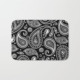 Black and White Bandana Paisley Pattern For Real Riders Bath Mat | Bandana, Paisleypattern, Black, Cotton, Motorcycle, Pandemic, Reusable, Fitted, Paisley, Virus 