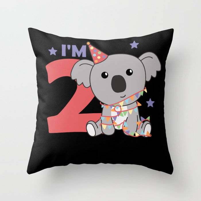 Second Birthday Koala For Children 2 Years Throw Pillow