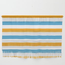 Ohlala - Blue Orange Colourful Minimalistic Retro Stripe Art Design Pattern II Wall Hanging