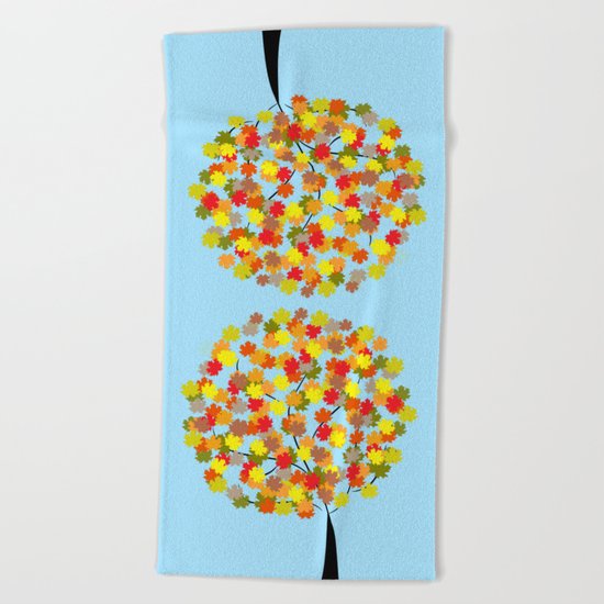 Tree in autumn Beach Towel