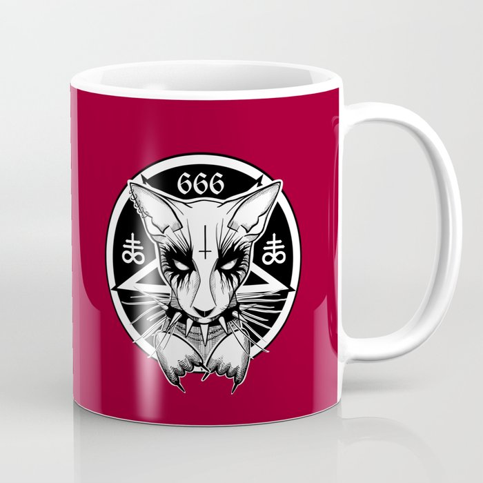 Black Metal Cat Red Coffee Mug