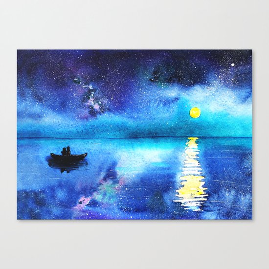 Under the moonlight || watercolor Canvas Print