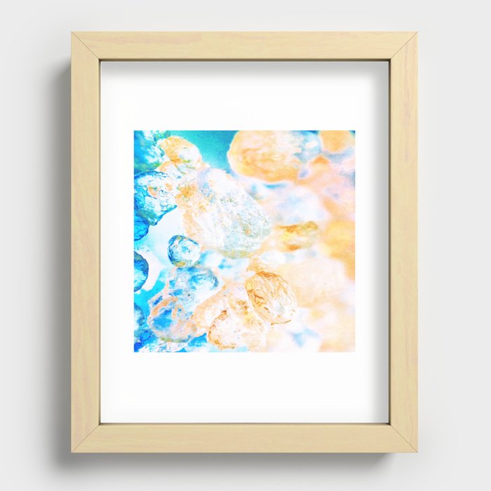 crushed crystal yellow and blue impressionism texture Recessed Framed Print