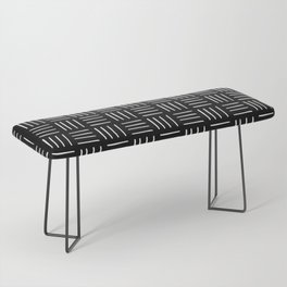 Minimalist Weave Grid Pattern (white/black) Bench
