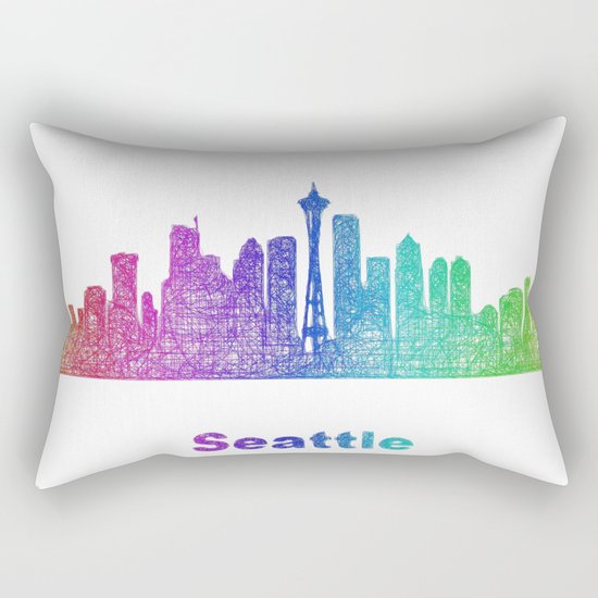 Rainbow Seattle skyline Rectangular Pillow