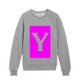 Y MONOGRAM (WHITE & FUCHSIA) Kids Crewneck