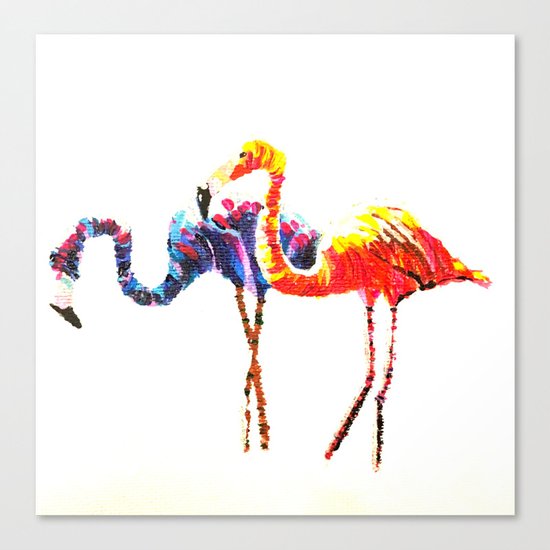 Flamingos after a Colour Run Canvas Print