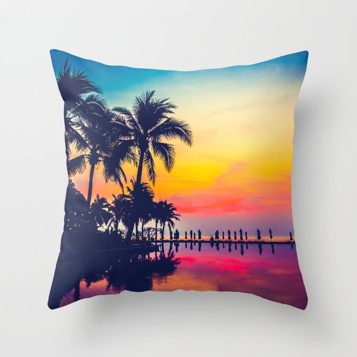 Miami sunset Throw Pillow for bed