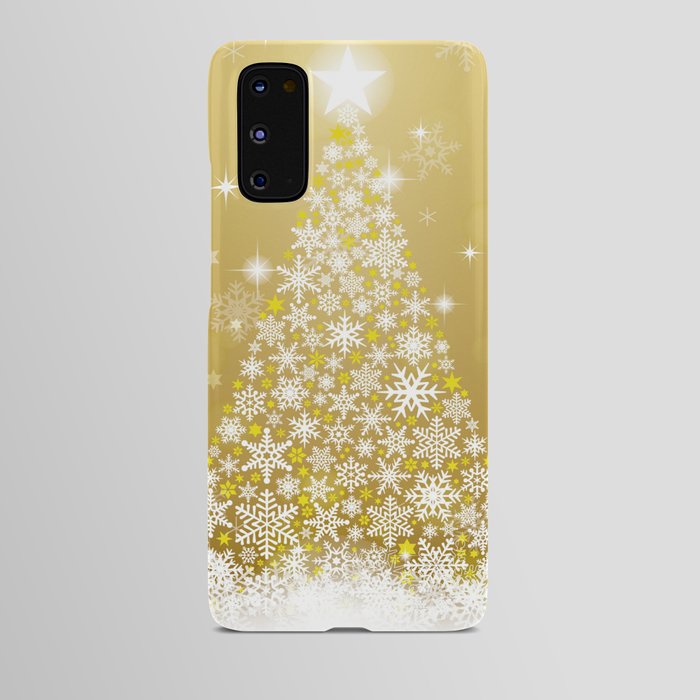 Gold Snowflakes Sparkling Christmas Tree Android Case