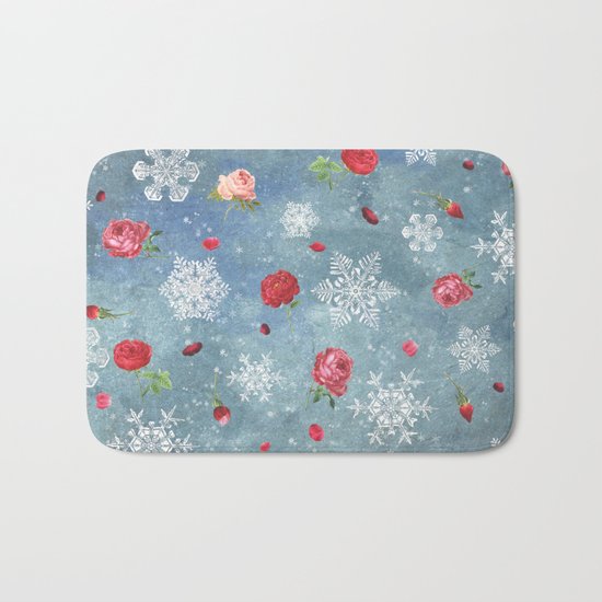 Snow and Roses Bath Mat