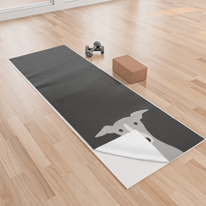 Cute Greyhound, Italian Greyhound or Whippet Cartoon Dog Yoga Towel