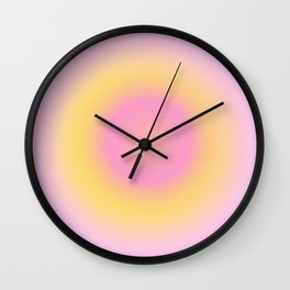 Healing With  Pink and Yellow  Aura Gradient Ombre Sombre Abstract  Wall Clock