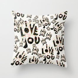 I Love You Graffiti Street Art Pattern  Throw Pillow
