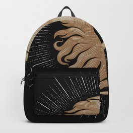 Face in sun and moon hand drawing vintage engraving money line detail style Backpack